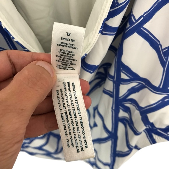 Vineyard Vines Women’s Swim Suit Bamboo Lattice Print Marlin Blue XLarge - Picture 4 of 5